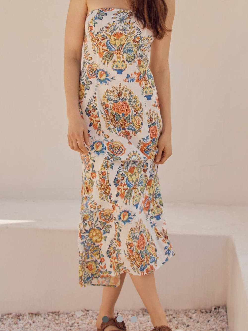 Aliza Strapless Linen Maxi Dress